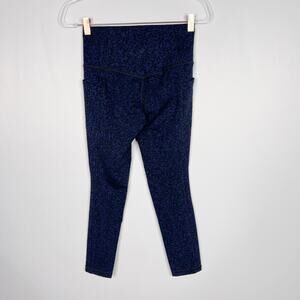 Athleta S Blue Black Salutation Stash Pocket Gravel 7/8 Tight Workout Legging